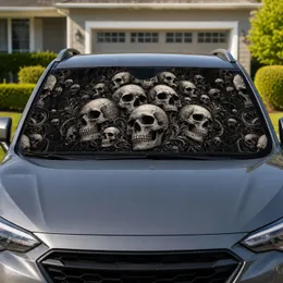Gothic Skull Collage With Charcoal Bone Detail For Dark Aesthetic Road Trips By Metal Fans Car Sunshade