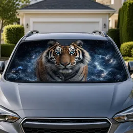 Blue Eyed Bengal Tiger Cosmic Night Sky Wildlife Decor For Truck And SUV Adventure Fans Car Sunshade
