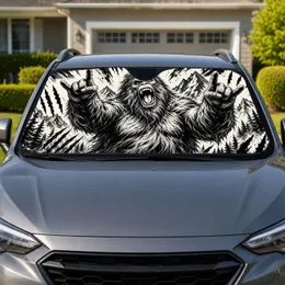 Roaring Sasquatch Rocker With Rock Hands For Bigfoot Fans And Metal Music Lovers Car Sunshade