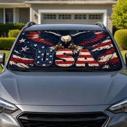 Patriotic Bald Eagle USA Flag Distressed Grunge Americana July Fourth Decor For Veterans Car Sunshade