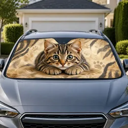 Realistic Brown Tabby Kitten With Teal Eyes For Cat Lovers And Cozy Pet Decor Gift Car Sunshade