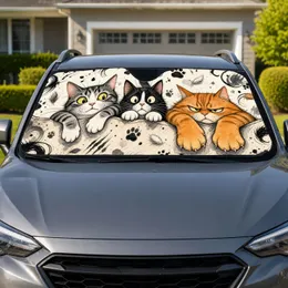 Mischievous Three Cats With Paw Marks For Playful Pet Lover Road Trip Decor Gift Car Sunshade