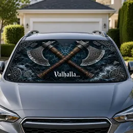 Crossed Viking Battle Axes With Celtic Knots For Norse Mythology Fans And Warriors Car Sunshade