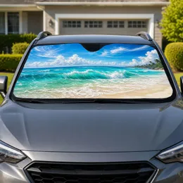 Tropical Beach Waves And Blue Sky Coastal Summer Road Trip Decor For Ocean Lovers Car Sunshade