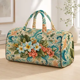 Blue Plumeria Bougainvillea Island Waves For Tropical Getaways And Beach Lovers Everywhere Quilted Weekend Bag
