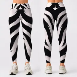 Monochrome Zebra Stripe Athletic Style For Yoga Gym Running And Streetwear Women Leggings
