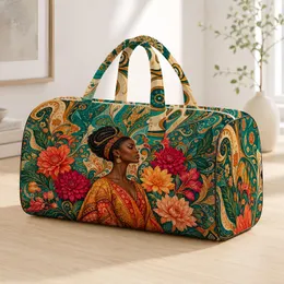African Queen Portrait With Tropical Flowers For Boho Travel Style And Resort Escapes Quilted Weekend Bag