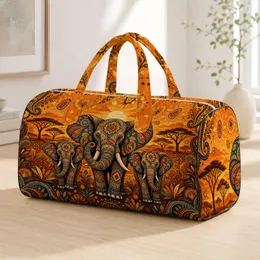Bohemian African Elephant Sunset Mandala Savanna Travel Style For Free Spirits Fans Quilted Weekend Bag
