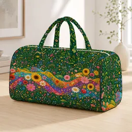 Rainbow Wildflower Meadow Boho Floral Summer Travel Camping Beach Leisure Style For Women Quilted Weekend Bag
