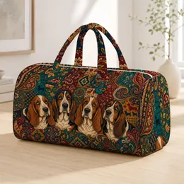 Vintage Basset Hound Portrait Collage For Travel, Beach Days, And Everyday Dog Lovers Quilted Weekend Bag