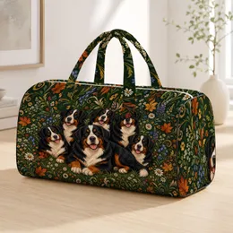 Bernese Mountain Dog Floral Meadow Scene For Alpine Travel And Dog Lover Getaways Quilted Weekend Bag