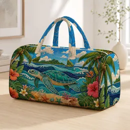 Sea Turtle Tropical Island Escape With Coconut Palms For Beach Getaways And Cruises Quilted Weekend Bag