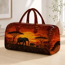 African Elephant Family Sunset Savanna Scene For Safari Travel And Wildlife Lovers Quilted Weekend Bag