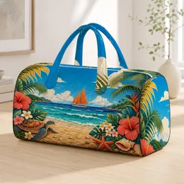 Tropical Sailboat Seaside Escape With Palm Fronds For Resort Travel Style Lovers Quilted Weekend Bag
