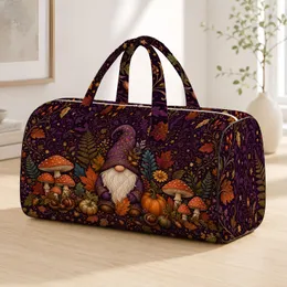 Autumn Woodland Gnome With Mushrooms And Leaves For Cozy Fall Travel Style Women Quilted Weekend Bag
