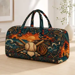 Vintage Baseball Coastal Sunset With Crossed Bats For Beach Trips And Sports Fans Quilted Weekend Bag