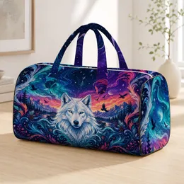 Arctic Wolf Aurora Wilderness Fantasy Travel Gym Getaway Style For Wildlife Fans Quilted Weekend Bag