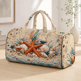 Terracotta Starfish Seashell Shoreline Motif For Summer Beach Trips And Coastal Getaways Quilted Weekend Bag
