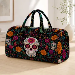 Gothic Sugar Skull Floral Día De Los Muertos Travel Style For Festival Night Lovers Quilted Weekend Bag