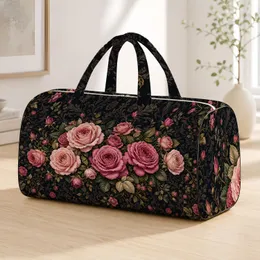 Dusty Blush Rose Garden Damask Floral For Romantic Travel Escapes And Luxe Getaways Quilted Weekend Bag