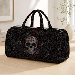 Victorian Gothic Sugar Skull With Black Roses For Dark Punk Parties And Alt Fashion Quilted Weekend Bag