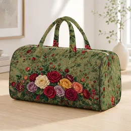 Colorful Rose Garden Florals With Autumn Holiday Elegance For Women's Seasonal Style Quilted Weekend Bag