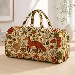 Fox Rabbit Hedgehog Autumn Woodland Leaves Thanksgiving Holiday Gift For Nature Lovers Quilted Weekend Bag