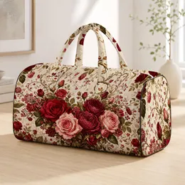 Crimson Rose Garden Heart Floral For Romantic Holidays And Vintage Flower Lovers Quilted Weekend Bag