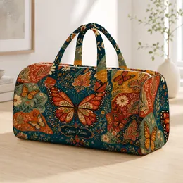 Boho Monarch Butterfly Floral Patchwork Mosaic For Autumn Travel And Holiday Gifts Quilted Weekend Bag