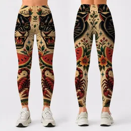 Traditional Tattoo Flash Panther Watermelon Scorpion Americana Festival Streetwear Leggings