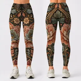Vintage Botanical Bouquet With Boho Garden Florals For Resort Travel And Yoga Lovers Leggings