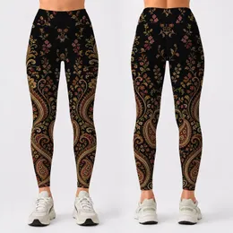 Antique Gold Paisley Boho Floral Medallion For Yoga Festival Lounge Wardrobe Looks Leggings