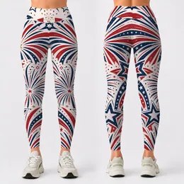 Patriotic Fireworks And Stars Americana Fourth Of July Celebration Outfit For Women Leggings