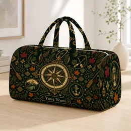 Compass Rose Lantern Kayak Paddles Autumn Camping Heritage For Outdoor Adventurers Quilted Weekend Bag