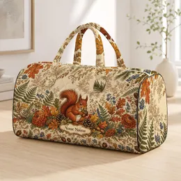 Autumn Woodland Red Squirrel With Acorns For Thanksgiving Travel And Nature Lovers Quilted Weekend Bag