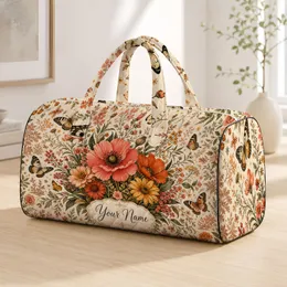 Vintage Botanical Wildflowers And Butterflies For Boho Getaways And Nature Lovers Quilted Weekend Bag