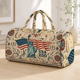 Statue Of Liberty USA 250 Patriotic Flag Stars Anniversary Travel Gift For Women Quilted Weekend Bag