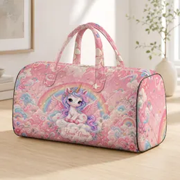 Baby Pegasus Unicorn On Clouds With Rainbow Stars For Magical Nursery Travel Girls Quilted Weekend Bag
