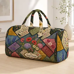 Vintage Botanical Mosaic Wildflower Bouquet For Garden Travel And Elegant Style Lovers Quilted Weekend Bag