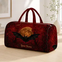 Gothic Halloween Bat With Golden Moon And Crimson Haunted Forest For Horror Fans Quilted Weekend Bag