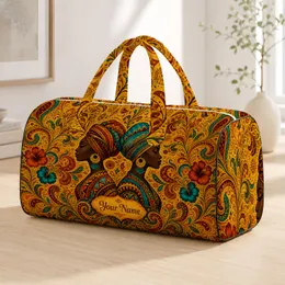 Elegant African Women Silhouettes With Afro Boho Paisley Florals For Travel Gifts Quilted Weekend Bag