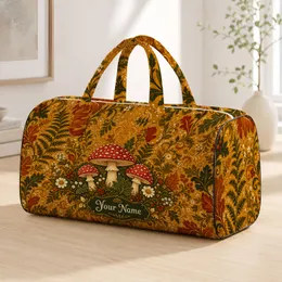 Amanita Mushrooms And Daisies In Enchanted Autumn Woodland For Cottagecore Getaways Quilted Weekend Bag