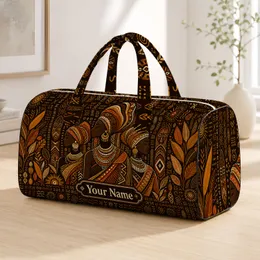 African Heritage Women Silhouettes And Mudcloth Motifs For Travel Gifts For Her Name Quilted Weekend Bag