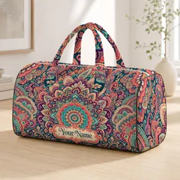 Boho Mandala Floral Paisley Monogram Look For Beach Getaways And Yoga Retreats Travel Quilted Weekend Bag