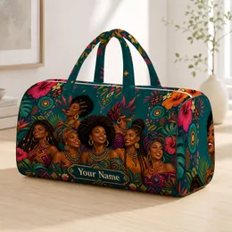 Afrocentric Women Portrait Collage With Teal Florals For Travel And Everyday Style Quilted Weekend Bag