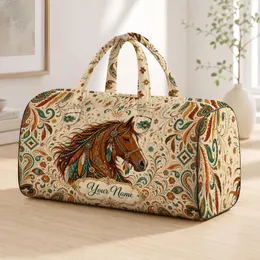 Bohemian Southwestern Horse With Turquoise Beads For Travel Rodeo And Cowgirl Gifts Quilted Weekend Bag