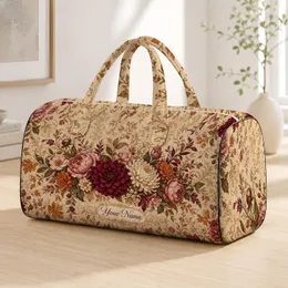Burgundy Blush Autumn Floral Vintage Romance Thanksgiving Travel Gift For Boho Women Quilted Weekend Bag