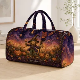 Enchanted Scarecrow Pumpkin Harvest Night With Wizard Hat For Autumn Travel Women Quilted Weekend Bag