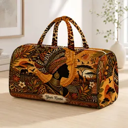 African Woman Silhouette With Tribal Mosaic For Heritage Travel Getaways For Women Quilted Weekend Bag