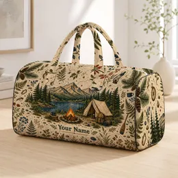 Mountain Lake Camping Tent Campfire Heritage Wilderness Gift For Outdoor Lovers And Hikers Quilted Weekend Bag